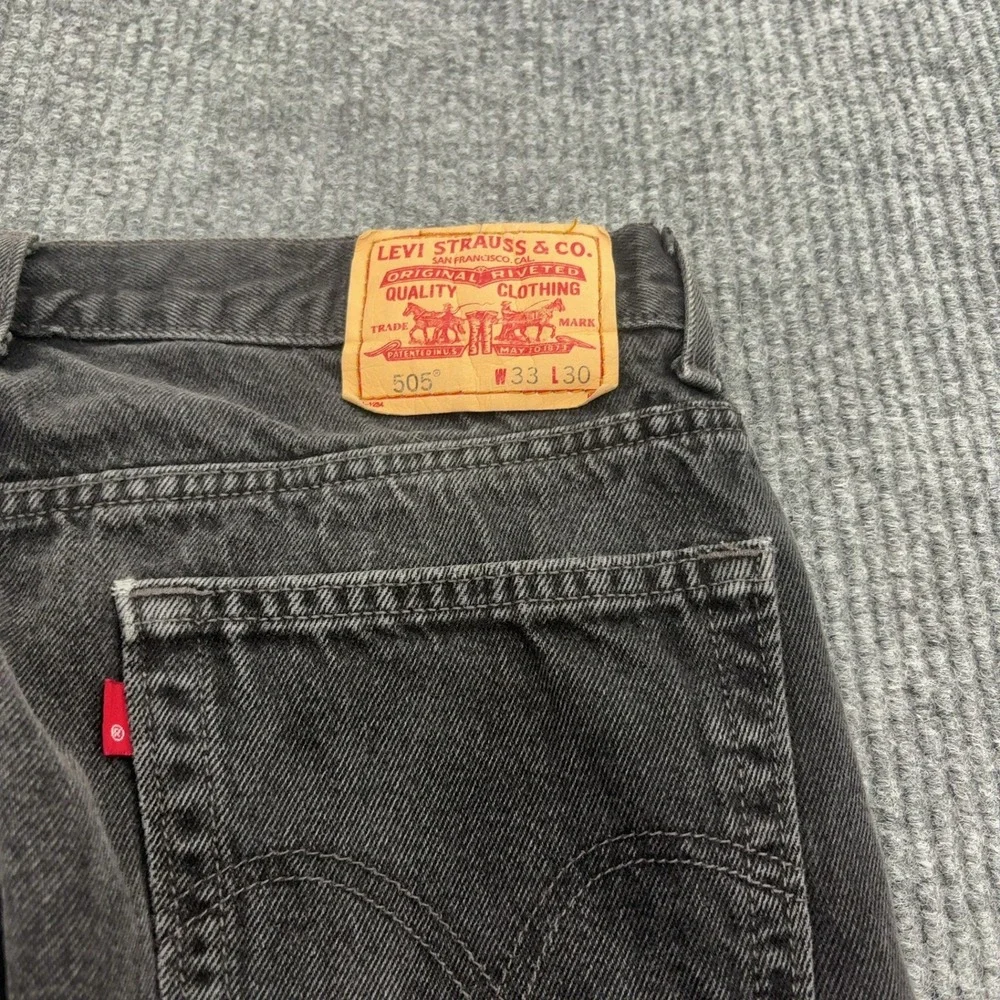 Vintage Levis 505 Jeans Mens W33 L30 Black Cotton Regular Fit Straight Grunge